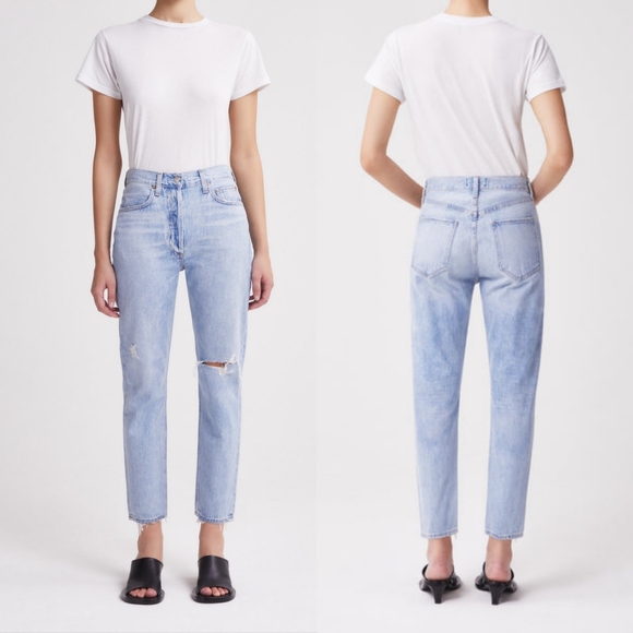 Agolde Denim - Agolde Riley High Rise Straight Crop in Shatter Light Wash